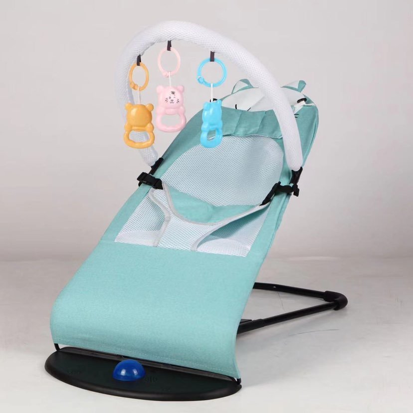Foldable Height Adjustable Rocking Crib Cradle Modern Metal for Newborn [ONE COLOR BLUE] - Image 1