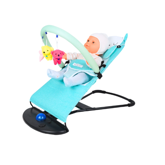 Foldable Height Adjustable Rocking Crib Cradle Modern Metal for Newborn [ONE COLOR BLUE] - Image 7
