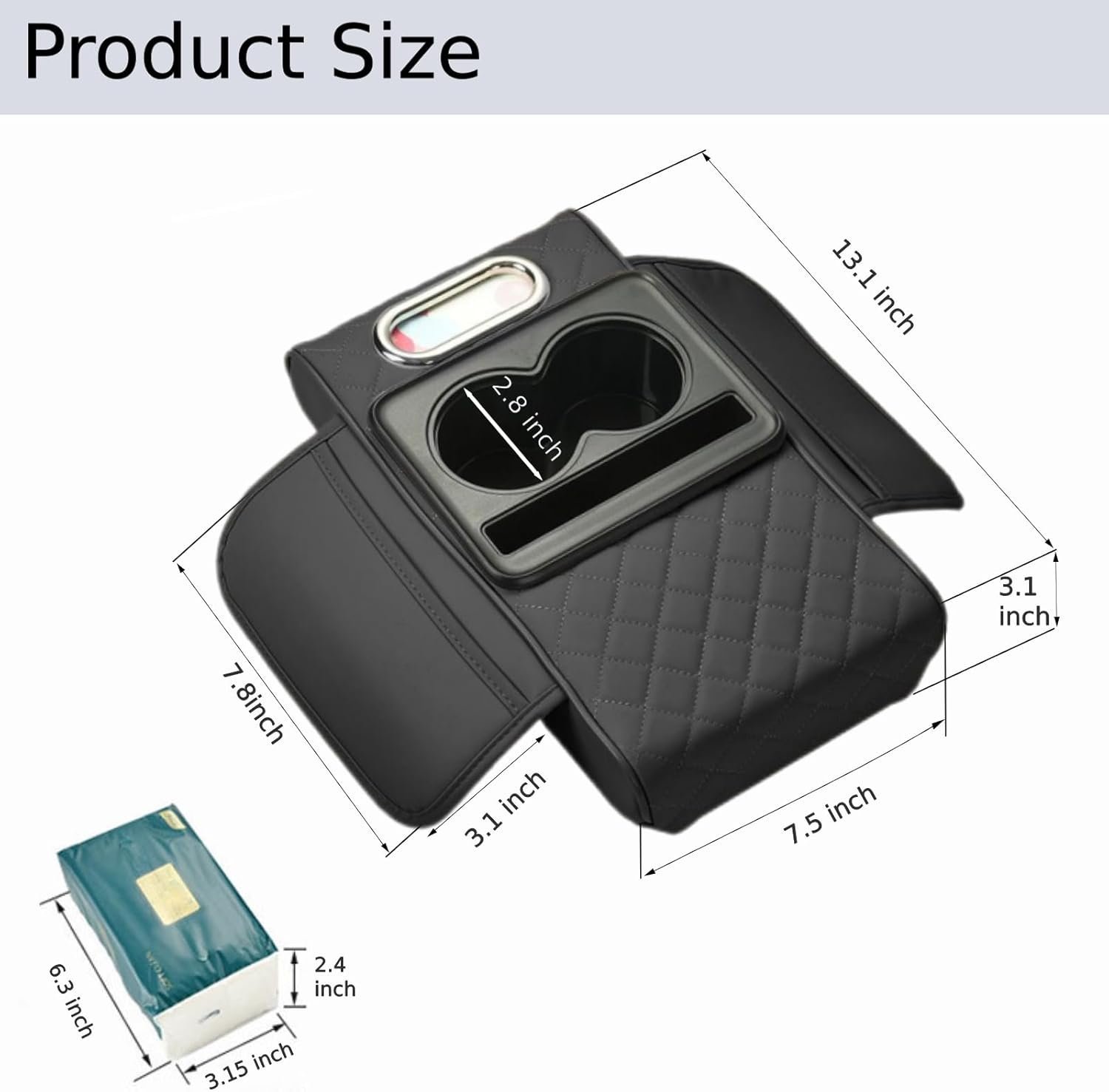 Multifunctional PU Leather Car Armrest Box Mat - Image 8