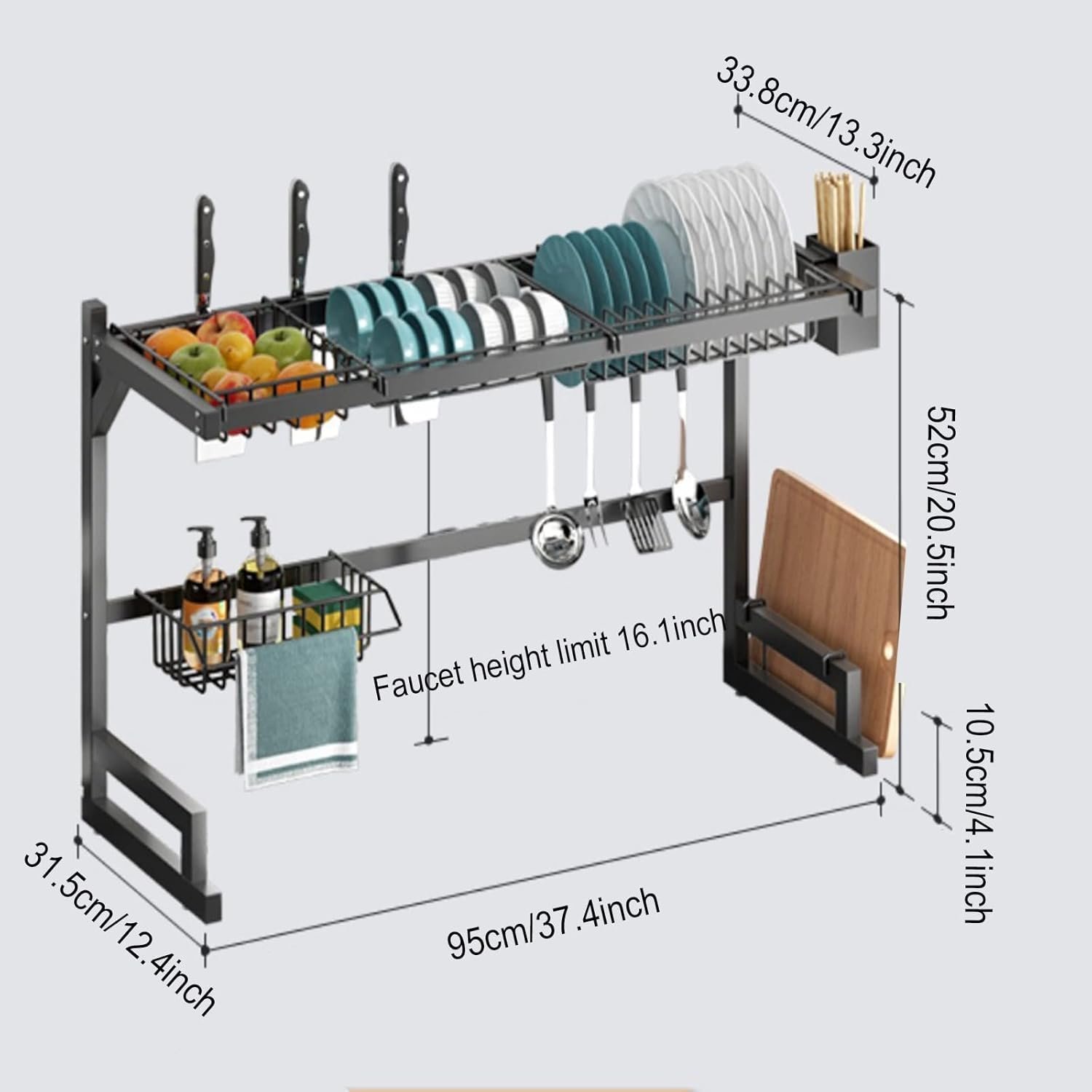 Metal Kitchen Over Sink Dish Drying Utensil Rack for Kitchen - Image 7