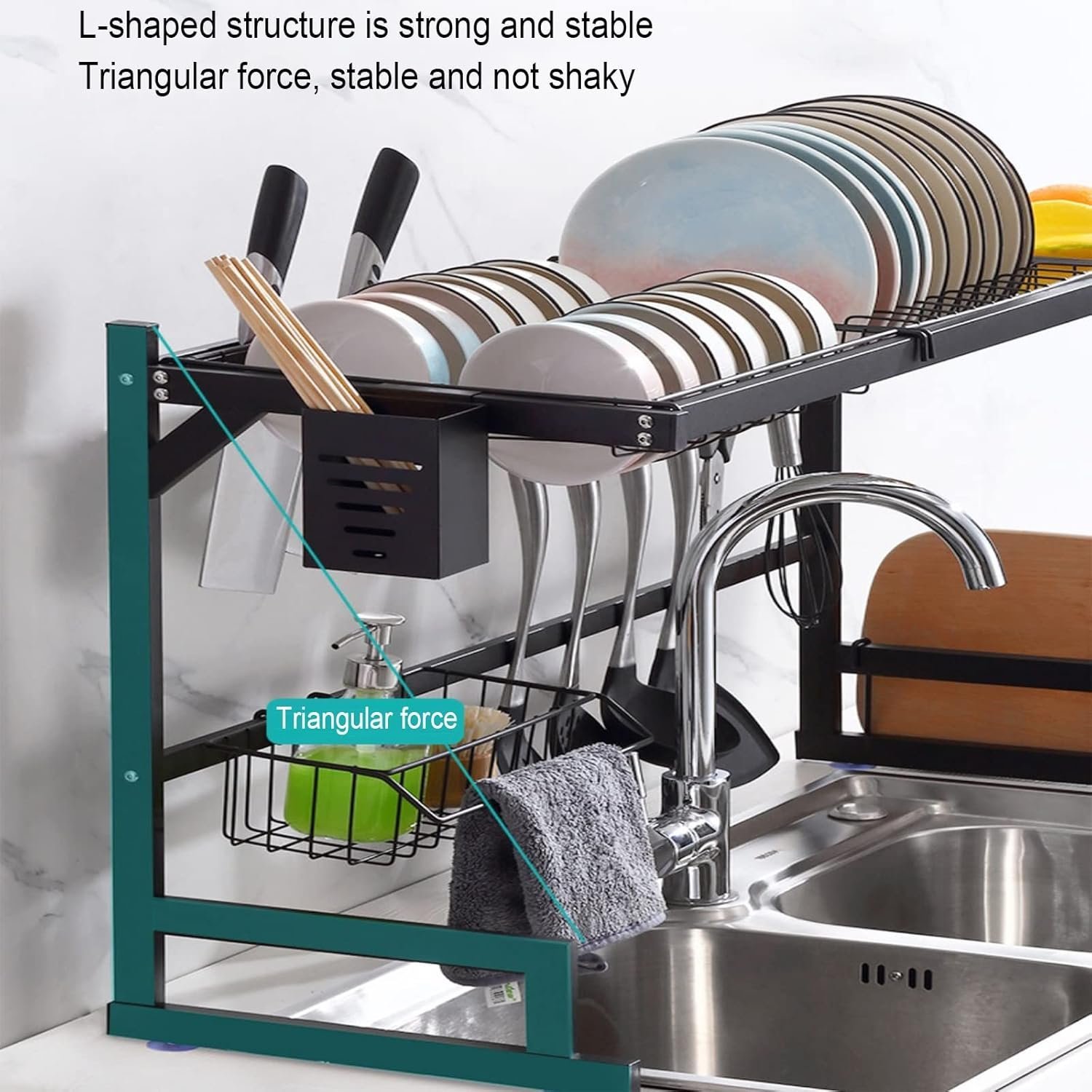 Metal Kitchen Over Sink Dish Drying Utensil Rack for Kitchen - Image 4