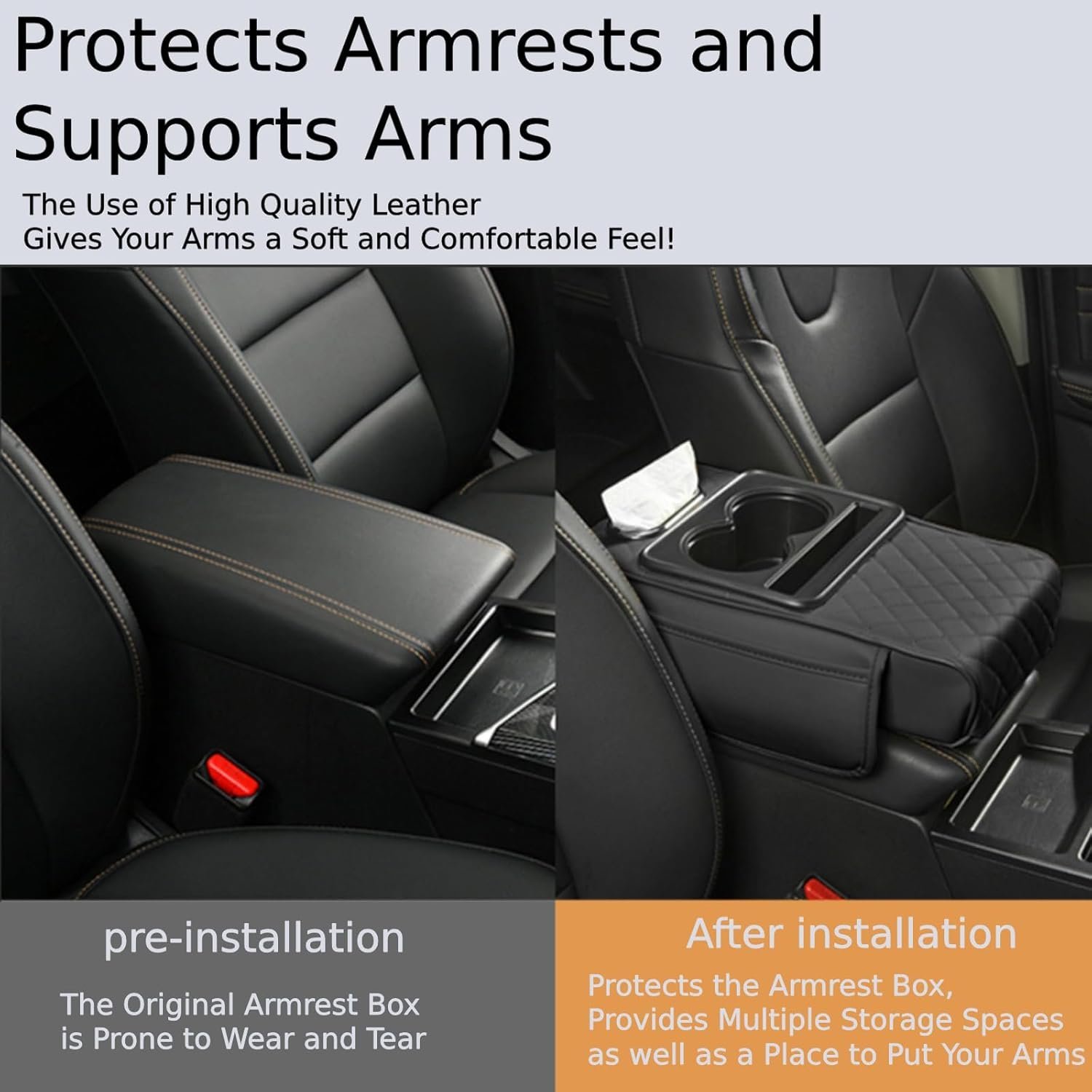 Multifunctional PU Leather Car Armrest Box Mat - Image 7