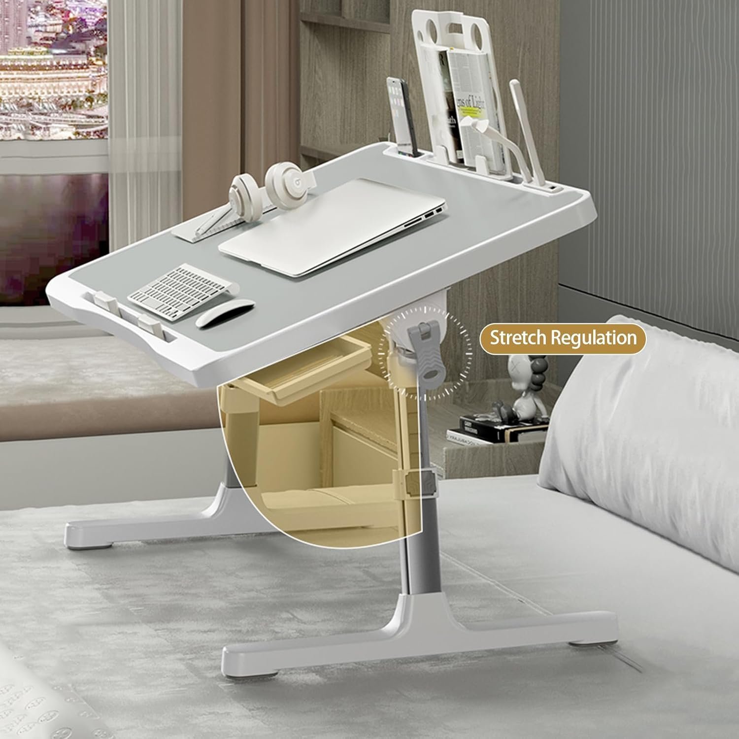 Laptop Desk for Bed, Adjustable Bed Table with USB Charge Port - Image 2