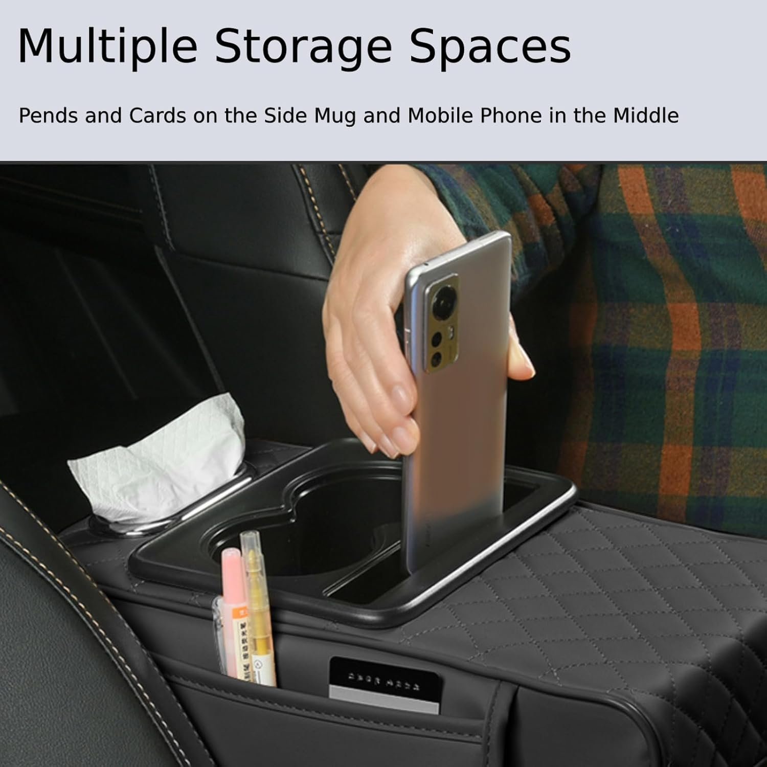 Multifunctional PU Leather Car Armrest Box Mat - Image 6