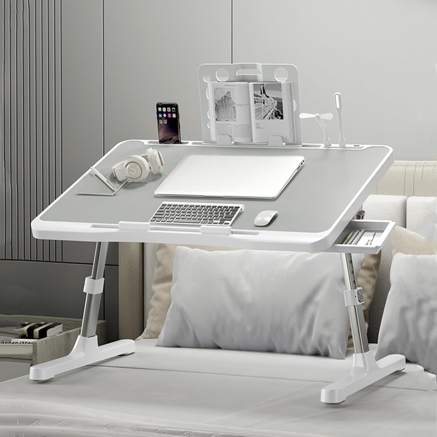Laptop Desk for Bed, Adjustable Bed Table with USB Charge Port - Image 1