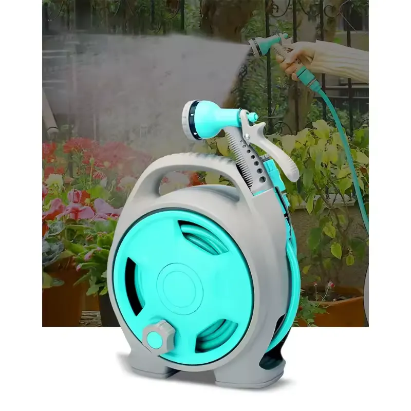 New Water Gun Universal Joint Sets Portable Cart Retractable Garden Water Hose Pipe Reel with Reel Cart for Car Wash Gardening - Image 1