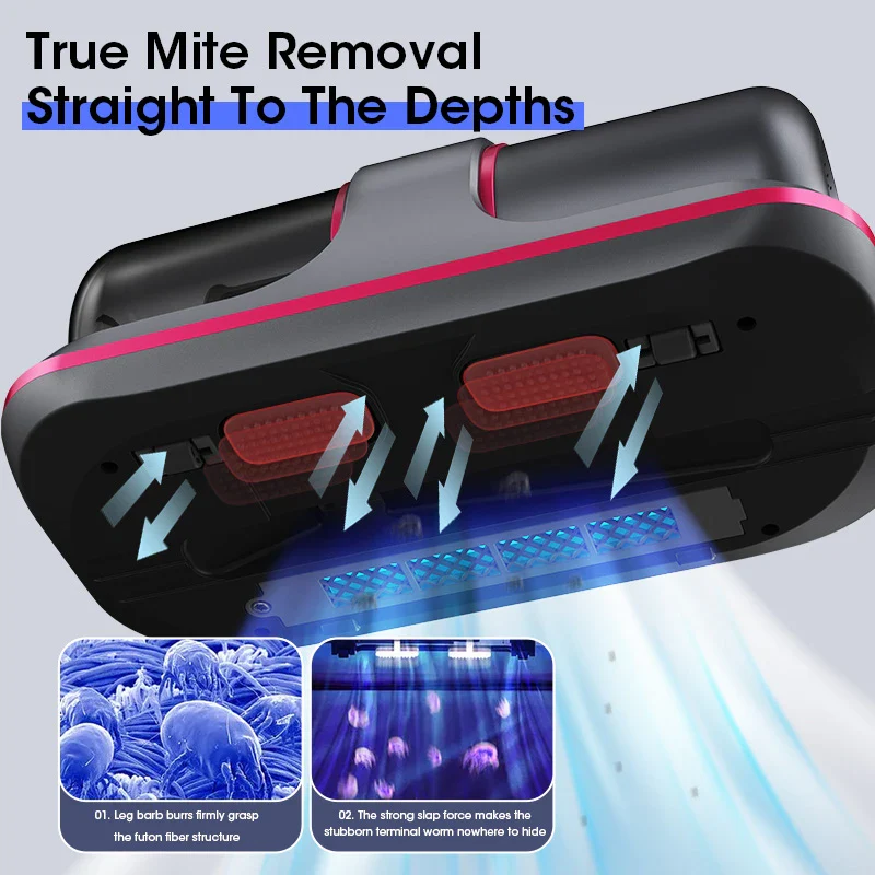 Wireless Mattress Vacuum Cleaner Cordless Handheld UV-C Bed Dust Remover Indepth Cleaning Sofa Specialist 12Kpa Powerful Suction - Image 3