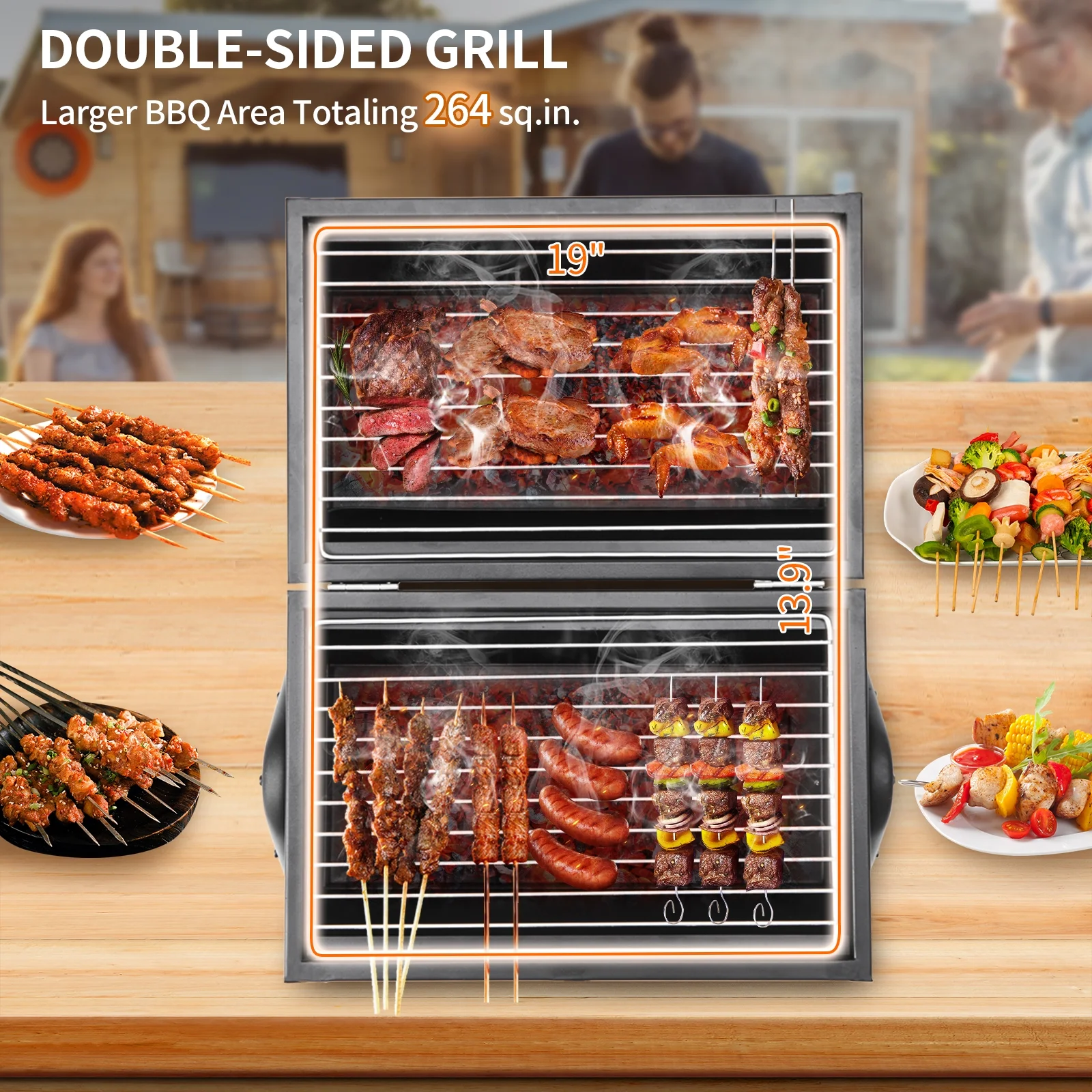 Portable Charcoal Grill | Double-Sided Outdoor Grill for Camping, Christmas, and Celebrations - Image 8