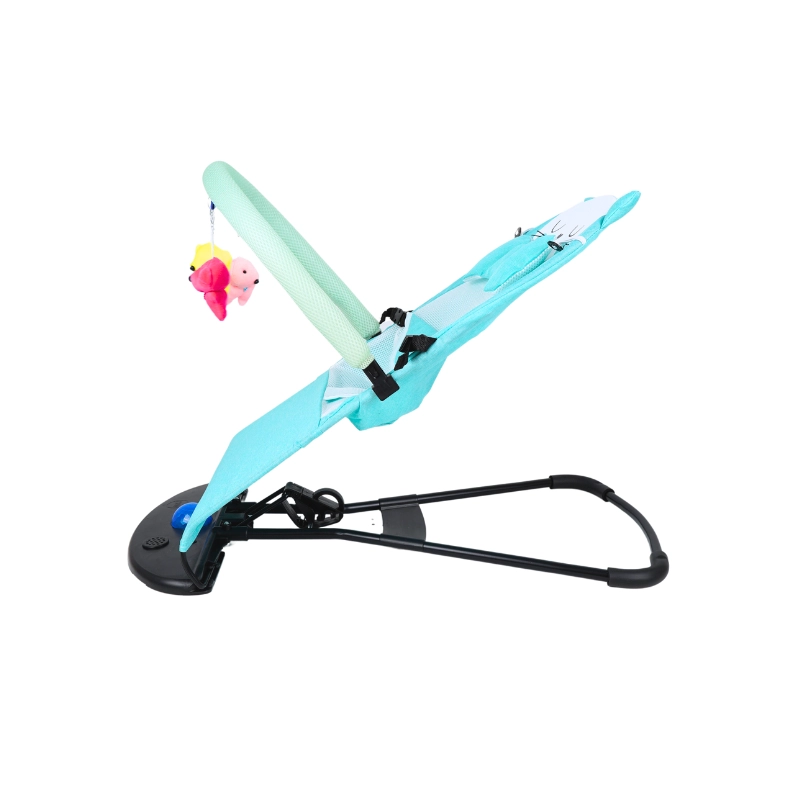 Foldable Height Adjustable Rocking Crib Cradle Modern Metal for Newborn [ONE COLOR BLUE] - Image 4